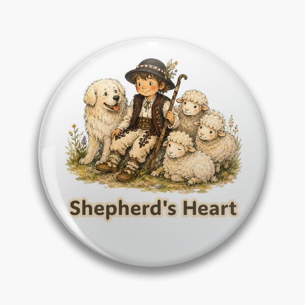 Item preview, Shepherd’s Heart – Highland Shepherd with Sheep and Herding Dog, Mountain Life Illustration designed and sold by Buli89.
