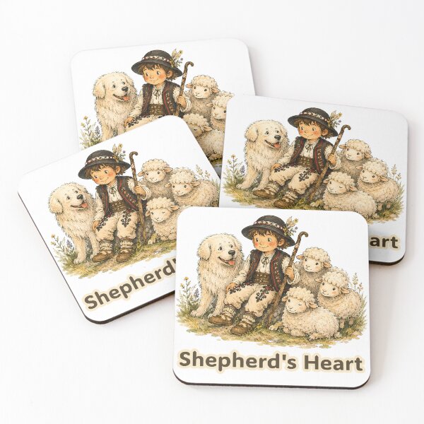 Item preview, Shepherd’s Heart – Highland Shepherd with Sheep and Herding Dog, Mountain Life Illustration designed and sold by Buli89.