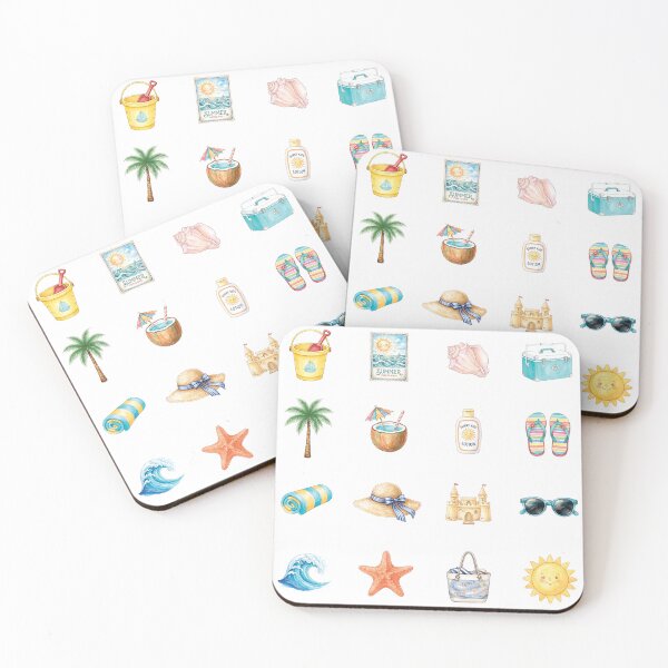 Item preview, Cute Summer Beach Sticker Pack Watercolor Vacation Ocean Art designed and sold by Pavnud.