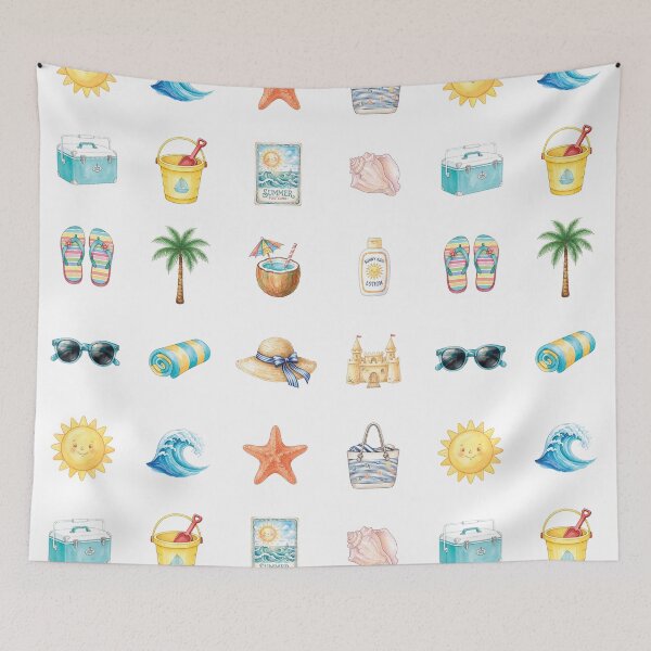 Item preview, Cute Summer Beach Sticker Pack Watercolor Vacation Ocean Art designed and sold by Pavnud.