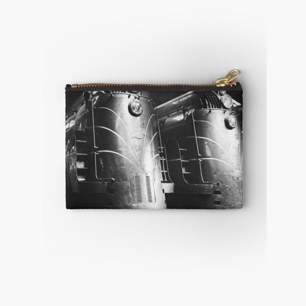 Item preview, Chicago and North Western E-4 Pacific's Streamline trains in Chicago train station black and white vintage fine art print photograph designed and sold by Astrid Arkhangelsky.