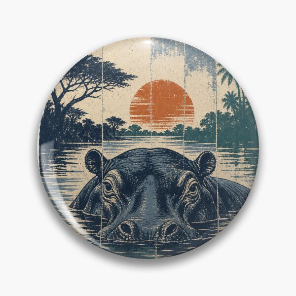 Item preview, Hippopotamus in the River Shallows Wild Animal Animal Nature Art designed and sold by VisualArtsOasis.