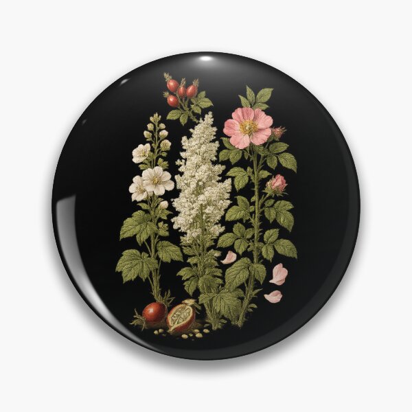 Item preview, Wild Rose, Meadowsweet & Mallow Vintage Botanical Herbarium Plate designed and sold by Anyshca.