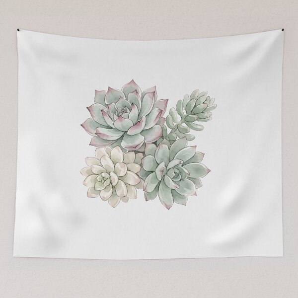 Item preview, Watercolor Succulent Trio Print | Pastel Plant Cluster Art designed and sold by PLANT LOVER'S PARADISE.
