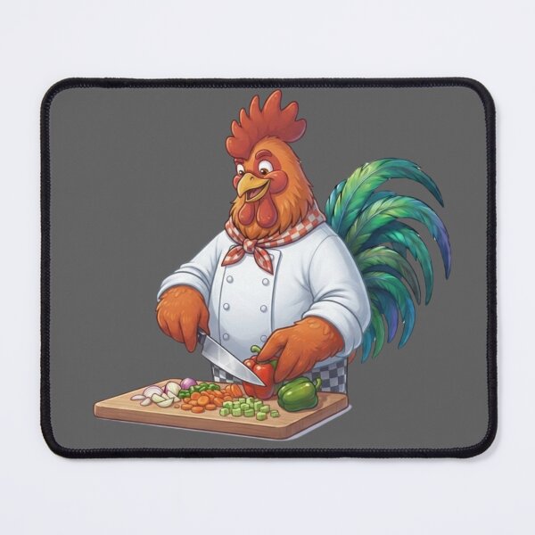 Item preview, Cute Rooster Chef Chopping Fresh Vegetables Kitchen Art designed and sold by BreezifyDesignStudio.