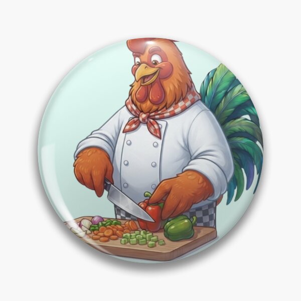 Item preview, Cute Rooster Chef Chopping Fresh Vegetables Kitchen Art designed and sold by BreezifyDesignStudio.