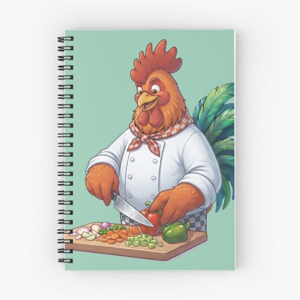 Item preview, Cute Rooster Chef Chopping Fresh Vegetables Kitchen Art designed and sold by BreezifyDesignStudio.
