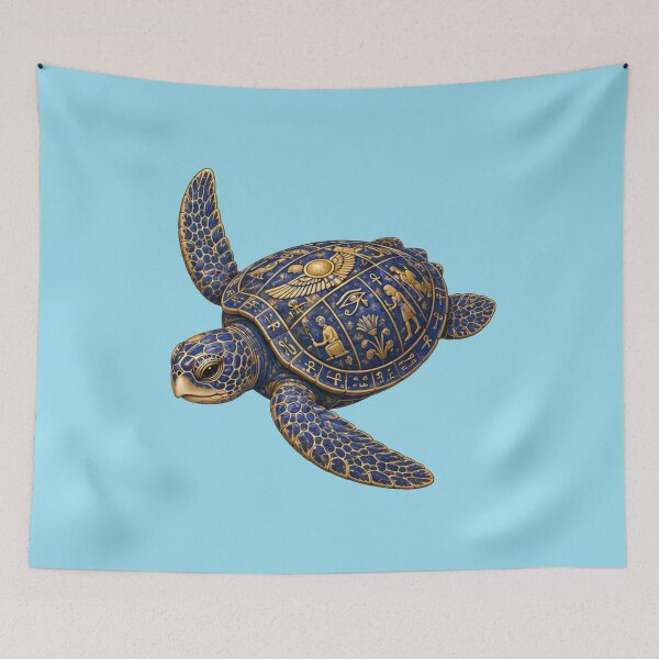 Item preview, Lapis Blue Sea Turtle | Ocean Ancient Egypt Art Collection designed and sold by Zaru Art Studio.