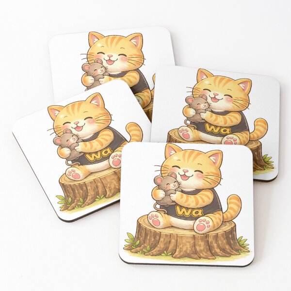 Item preview, Kawaii Orange Cat Hugging a Hamster Cute Cartoon Animal Design designed and sold by Wawa5656.