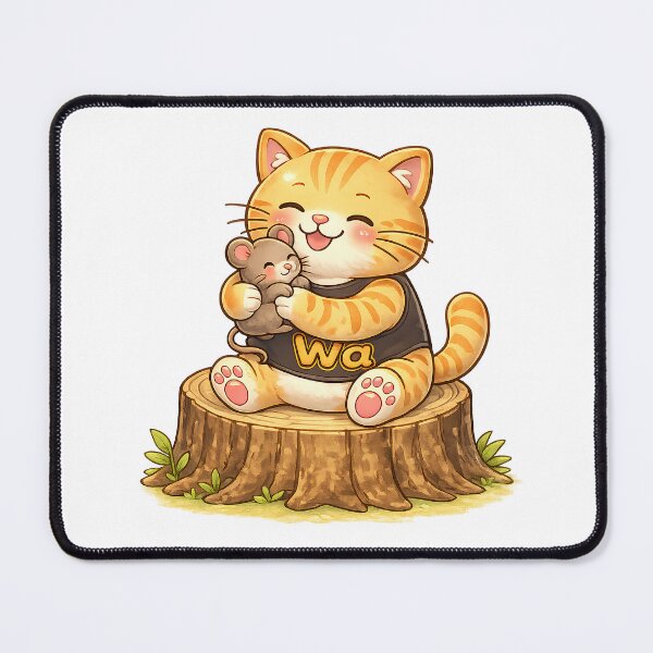 Item preview, Kawaii Orange Cat Hugging a Hamster Cute Cartoon Animal Design designed and sold by Wawa5656.