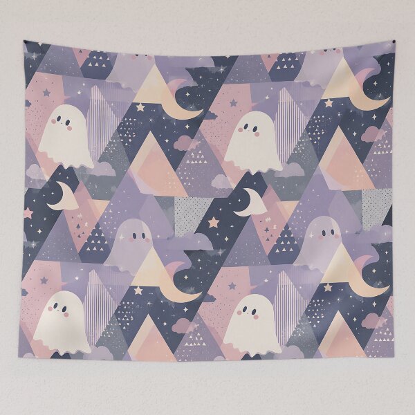 Item preview, Abstract Geometric Ghost Shape Night Pattern designed and sold by Thai Vibe Studio.