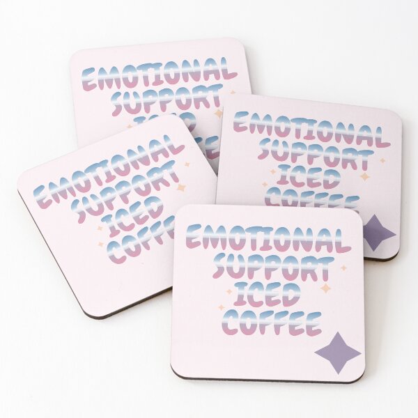 Item preview, Emotional Support Iced Coffee Pastel Retro Aesthetic Quote designed and sold by Joshbrowny.