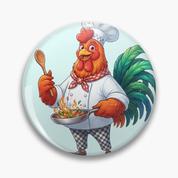 Item preview, Funny Rooster Chef Sautéing with Flame Cooking Art designed and sold by BreezifyDesignStudio.