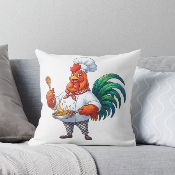 Item preview, Funny Rooster Chef Sautéing with Flame Cooking Art designed and sold by BreezifyDesignStudio.