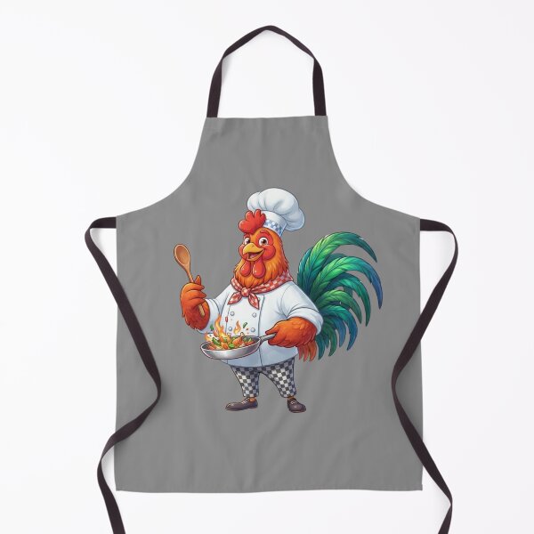 Item preview, Funny Rooster Chef Sautéing with Flame Cooking Art designed and sold by BreezifyDesignStudio.