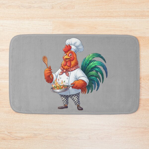 Item preview, Funny Rooster Chef Sautéing with Flame Cooking Art designed and sold by BreezifyDesignStudio.