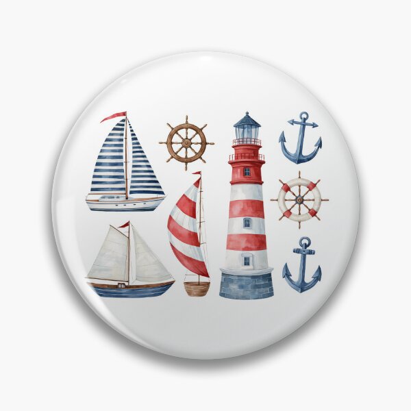 Item preview, Nautical Watercolor Clipart Collection – Sailboats, Lighthouse & Maritime Symbols designed and sold by Ramona-Gliga.