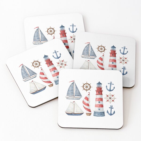 Item preview, Nautical Watercolor Clipart Collection – Sailboats, Lighthouse & Maritime Symbols designed and sold by Ramona-Gliga.
