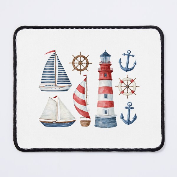 Item preview, Nautical Watercolor Clipart Collection – Sailboats, Lighthouse & Maritime Symbols designed and sold by Ramona-Gliga.