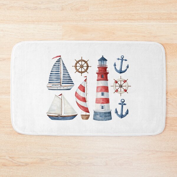 Item preview, Nautical Watercolor Clipart Collection – Sailboats, Lighthouse & Maritime Symbols designed and sold by Ramona-Gliga.