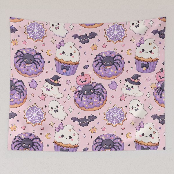 Item preview, Japanese Kawaii Spooky Treats Night Pattern designed and sold by Thai Vibe Studio.