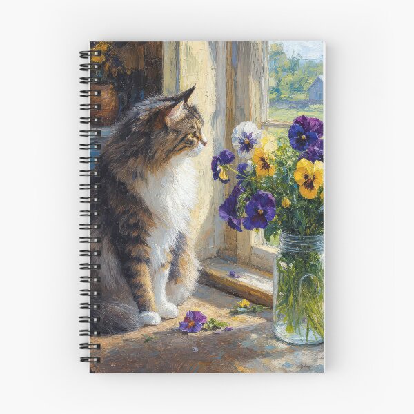 Item preview, Cat Looking at a Pansy Bouquet on an Old Table designed and sold by Maria Dryfhout.