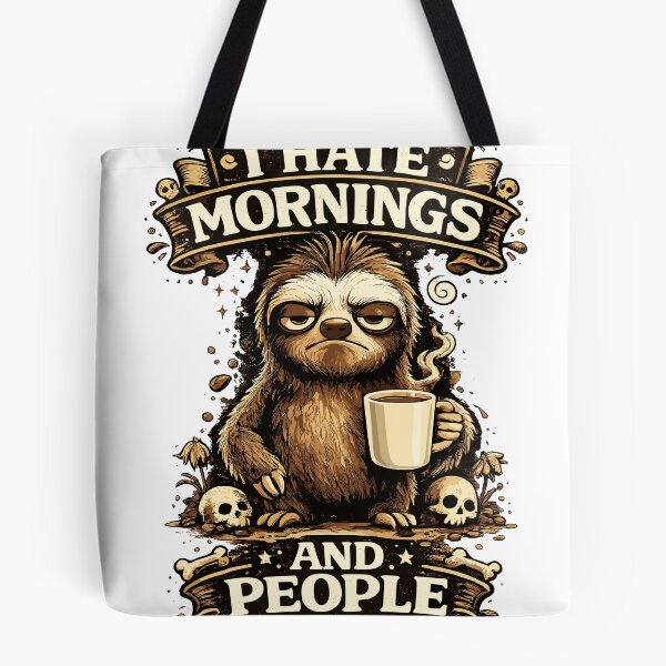 Item preview, Funny Sloth Coffee Shirt, And Here We Fucking Go Again I Mean Good Morning, Sarcastic Morning Tee, Coffee Lover Gift designed and sold by ZIGLWORKS.