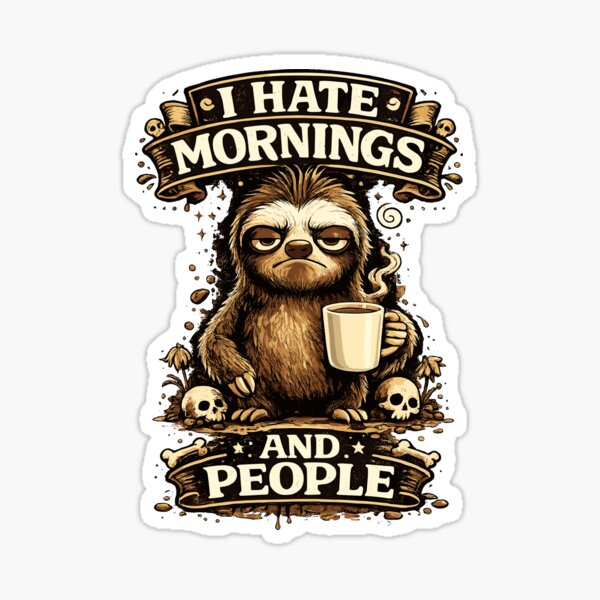 Item preview, Funny Sloth Coffee Shirt, And Here We Fucking Go Again I Mean Good Morning, Sarcastic Morning Tee, Coffee Lover Gift designed and sold by ZIGLWORKS.
