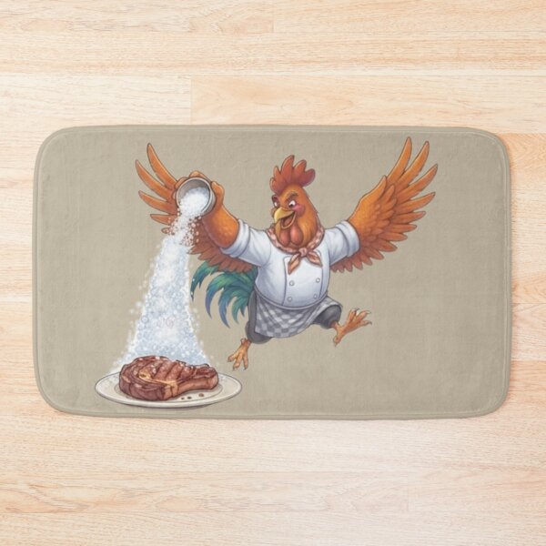 Item preview, Dramatic Rooster Chef Seasoning Ribeye Steak Salt Bae Art designed and sold by BreezifyDesignStudio.