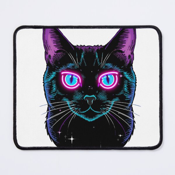 Item preview, Vaporwave Black Cat | Holographic Neon Gothic Synthwave Cat Art designed and sold by virtuallubid.