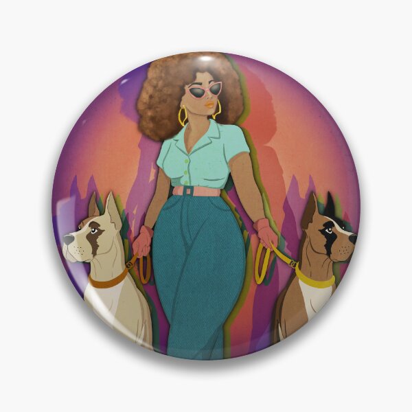 Item preview, Afro Boss Woman With Dogs designed and sold by ellealsopaints.