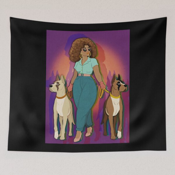Item preview, Mujer afro con perros designed and sold by ellealsopaints.