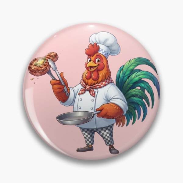 Item preview, Proud Rooster Chef Holding Grilled Steak Kitchen Art designed and sold by BreezifyDesignStudio.
