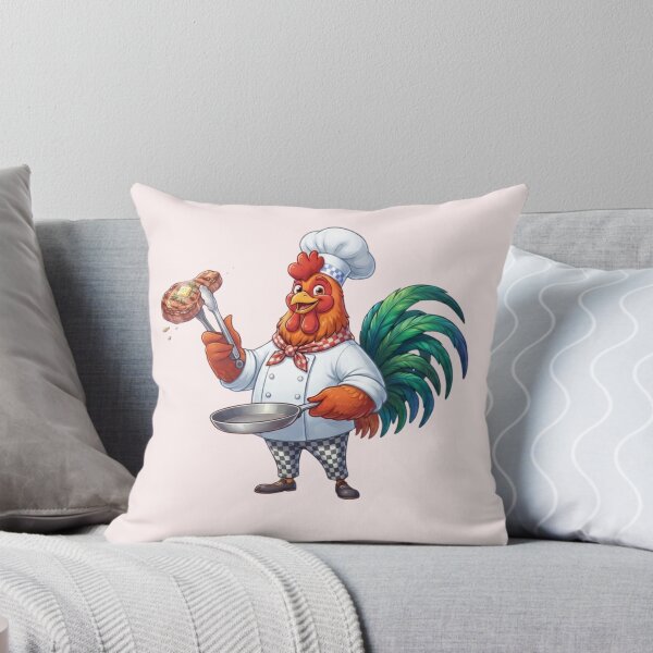 Item preview, Proud Rooster Chef Holding Grilled Steak Kitchen Art designed and sold by BreezifyDesignStudio.