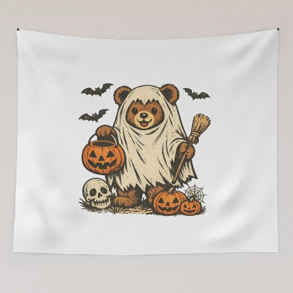 Item preview, Vintage Halloween Bear Ghost – Cute Spooky Pumpkin Trick or Treat designed and sold by Gbriel3.