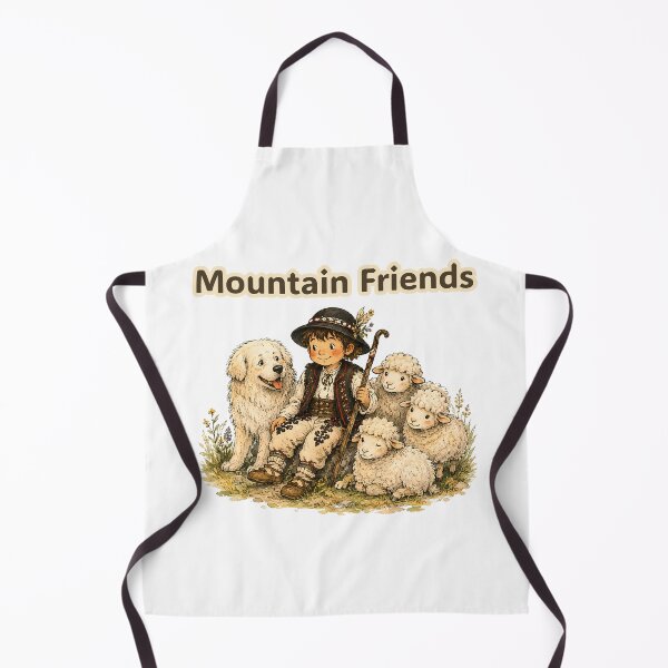 Item preview, Mountain Friends – Highland Shepherd with Sheep and Herding Dog, Mountain Life Illustration designed and sold by Buli89.