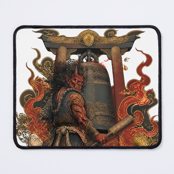 Item preview, Oni Temple Guardian – Japanese Demon Bell Dark Fantasy Art designed and sold by kaxymax.