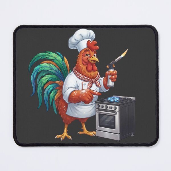 Item preview, Skilled Rooster Chef with Kitchen Blowtorch and Gas Stove Art designed and sold by BreezifyDesignStudio.