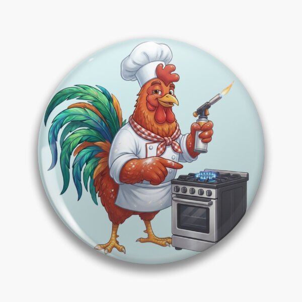 Item preview, Skilled Rooster Chef with Kitchen Blowtorch and Gas Stove Art designed and sold by BreezifyDesignStudio.