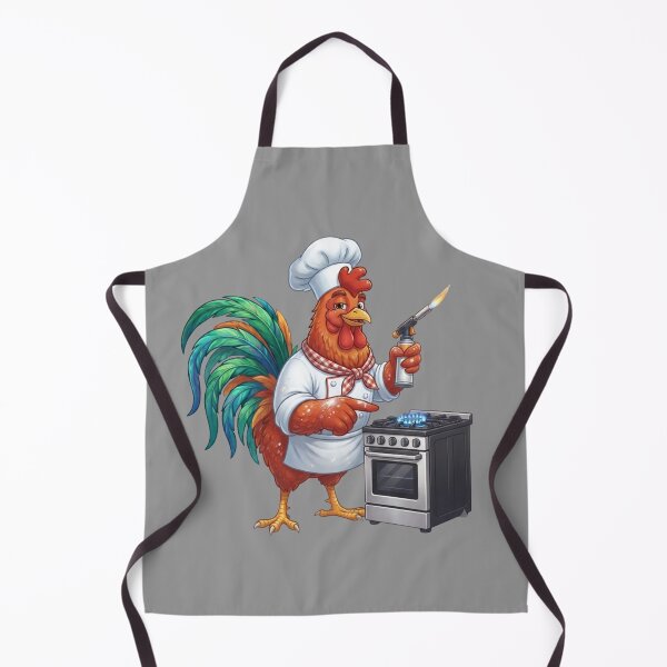 Item preview, Skilled Rooster Chef with Kitchen Blowtorch and Gas Stove Art designed and sold by BreezifyDesignStudio.