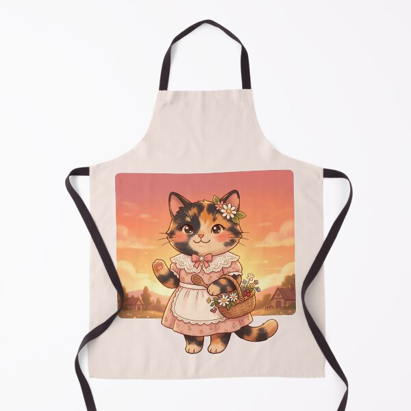 Item preview, Sunset Calico Cat: Cottagecore Flower Basket designed and sold by CuteKats.