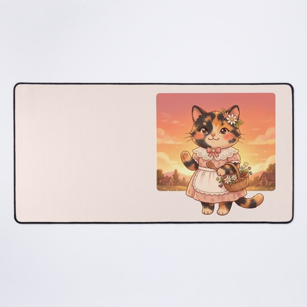 Item preview, Sunset Calico Cat: Cottagecore Flower Basket designed and sold by CuteKats.