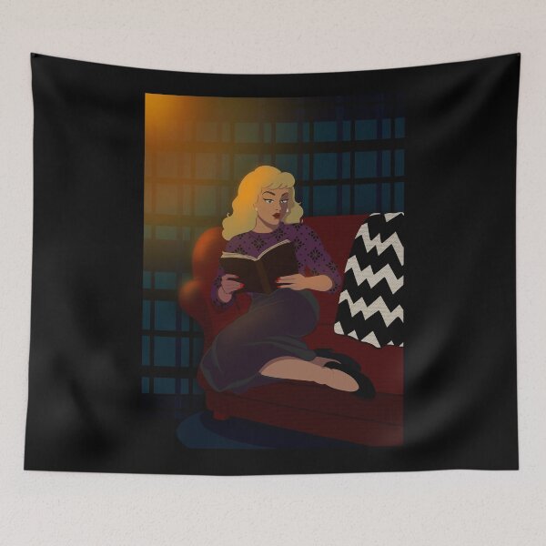 Item preview, Retro Vintage Bookworm Woman designed and sold by ellealsopaints.