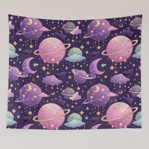 Item preview, Celestial Night Planet Bat Stars Pattern designed and sold by Thai Vibe Studio.