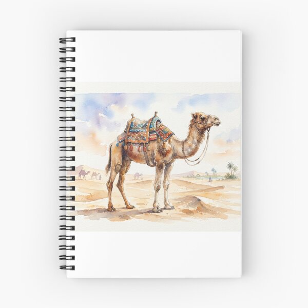 Item preview, Desert Wanderer - Arabian Camel Watercolor with saddle and background designed and sold by Fananaa.