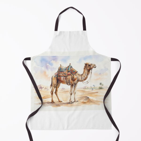 Item preview, Desert Wanderer - Arabian Camel Watercolor with saddle and background designed and sold by Fananaa.