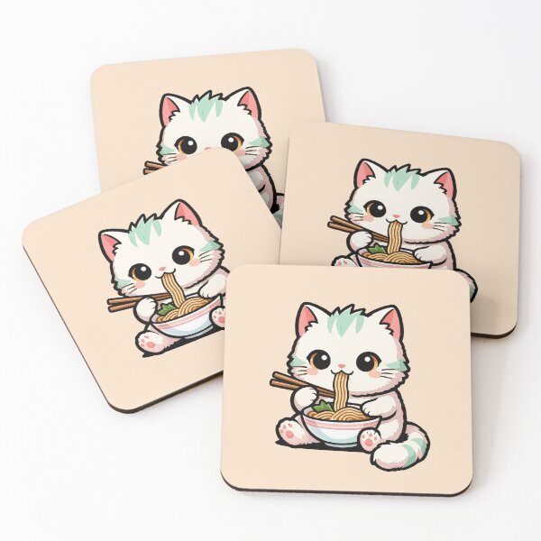 Item preview, Cute Cat Eating Ramen | Kawaii Japanese Noodle Kitty T-Shirt designed and sold by Nuttajak.