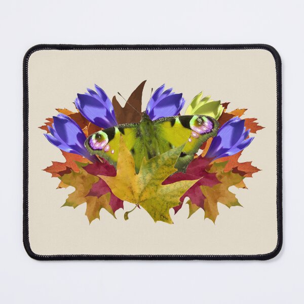 Item preview, Colorful autumn collage with flowers, leaves and butterfly designed and sold by mariya-ivanova.