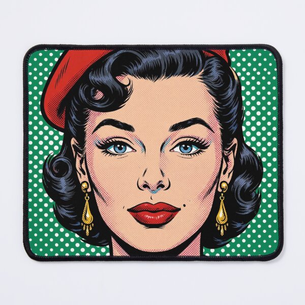 Item preview, Vintage Red Beret Girl Black Background Pop Ar designed and sold by MAISON SYLVIE.