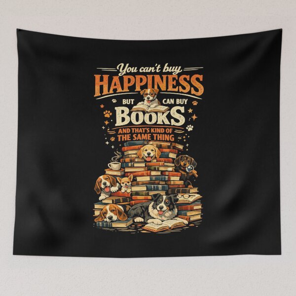 Item preview, Book Stack & Dogs: You Can't Buy Happiness designed and sold by Pineapple-Tree.